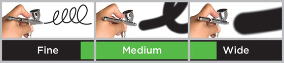 Airbrush stroke widths for Effortless Coverage airbrushes.