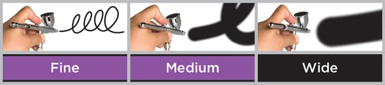Airbrush stroke widths for Total Control airbrushes.